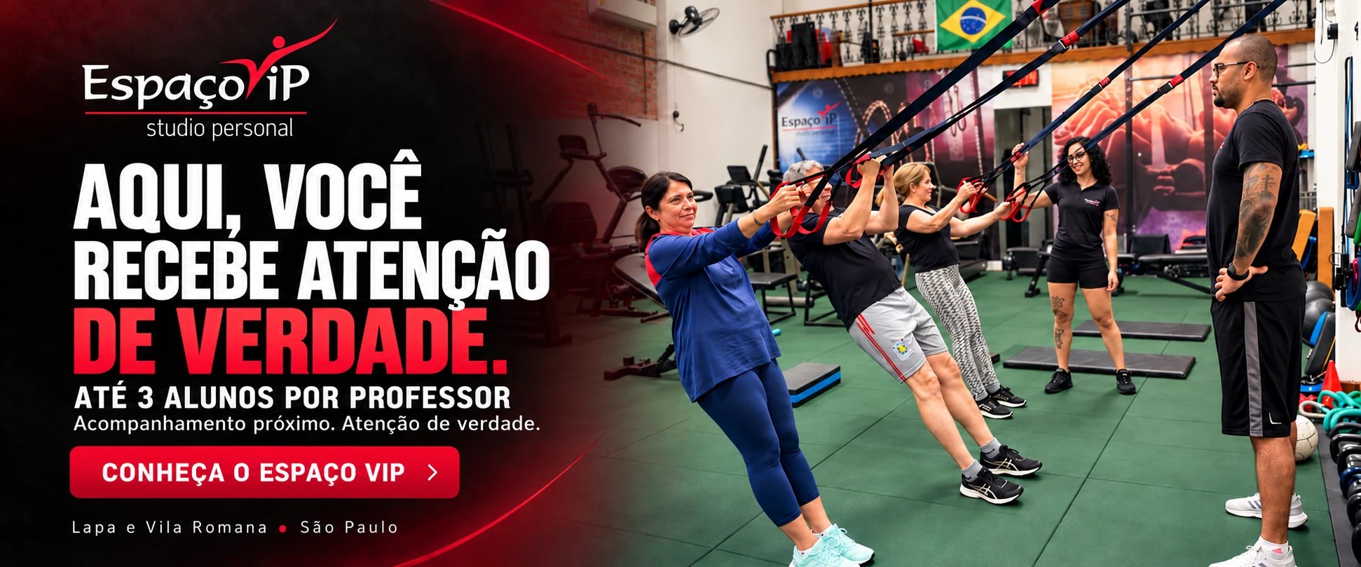 Alunos treinam em uma turma reduzida, acompanhados pelos professores do Espaço VIP.